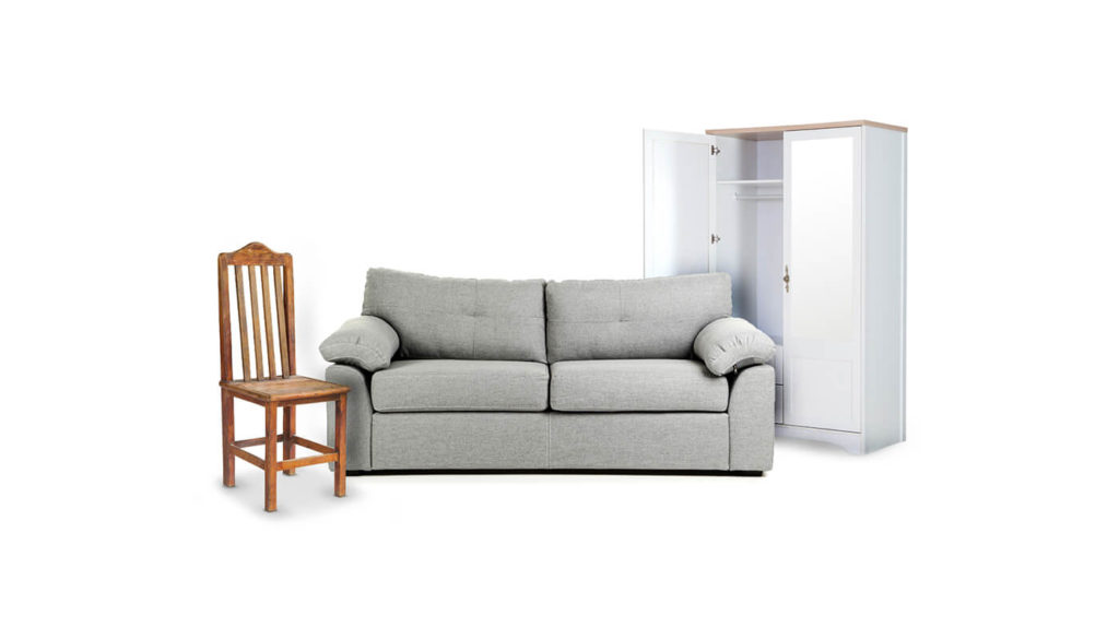 A chair, a sofa and a wardrobe