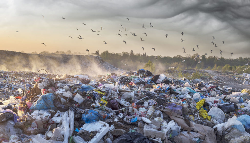 A landfill site containing tonnes of waste