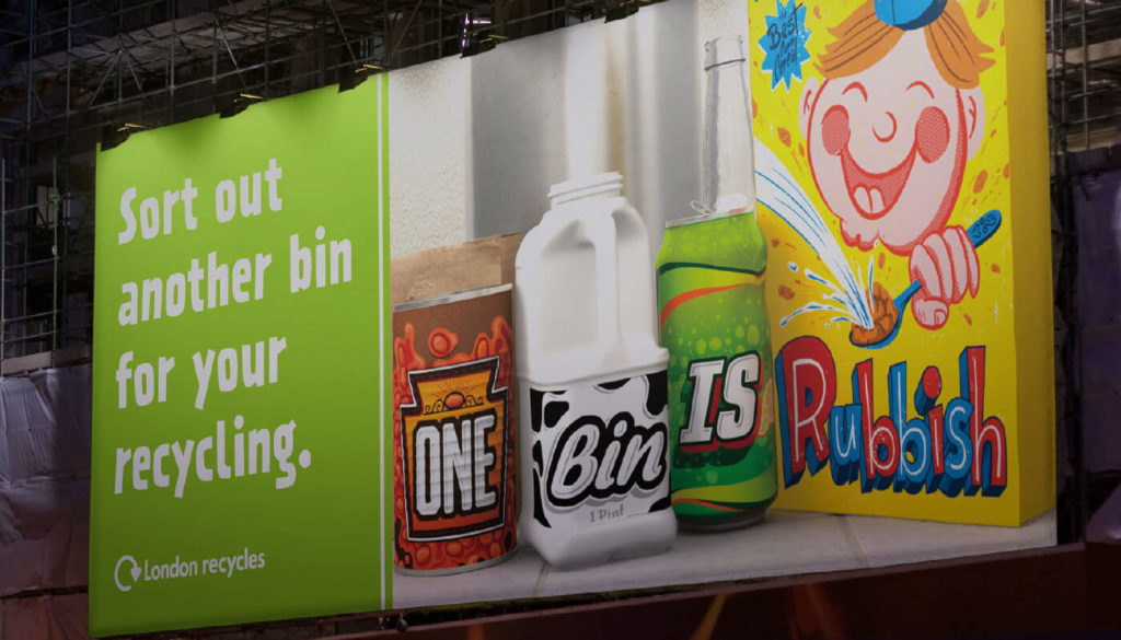 London Recycles One Bin Is Rubbish campaign billboard